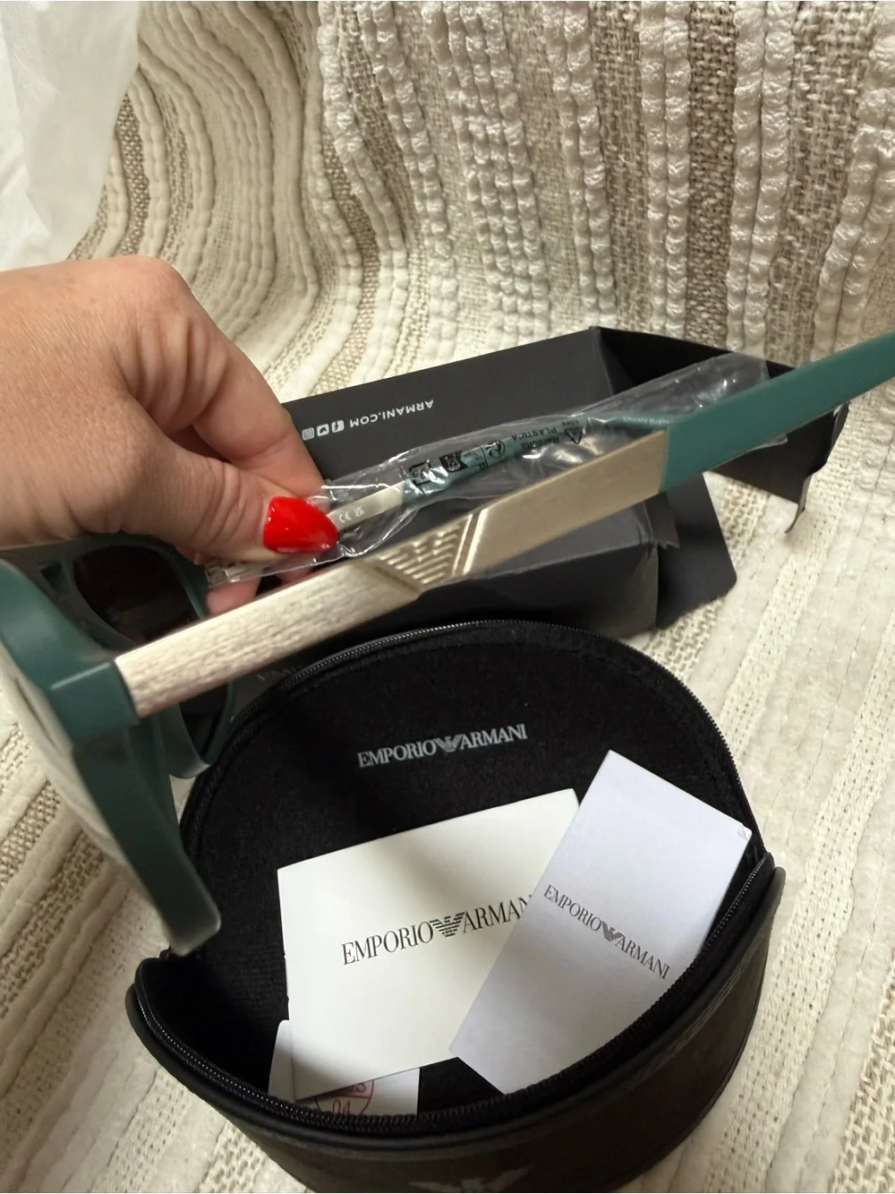 Emporio Armani Green Frame Sunglasses with Silver Temples
